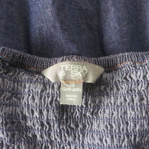 Terra & Sky Jean flutter sleeve midi Dress women's size 3X (24W-26W) - Picture 12 of 14